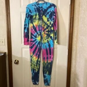 Tie Dye Henley One Piece Girls 14/16 Pajama PJ Long Sleeve